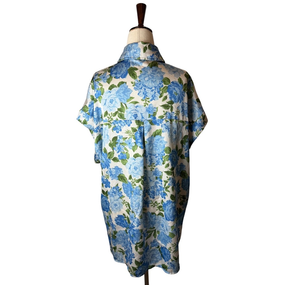 Show Me Your Mumu Best Day Button Up Women Medium Blue Floral Satin Boho Cottage - Picture 3 of 8